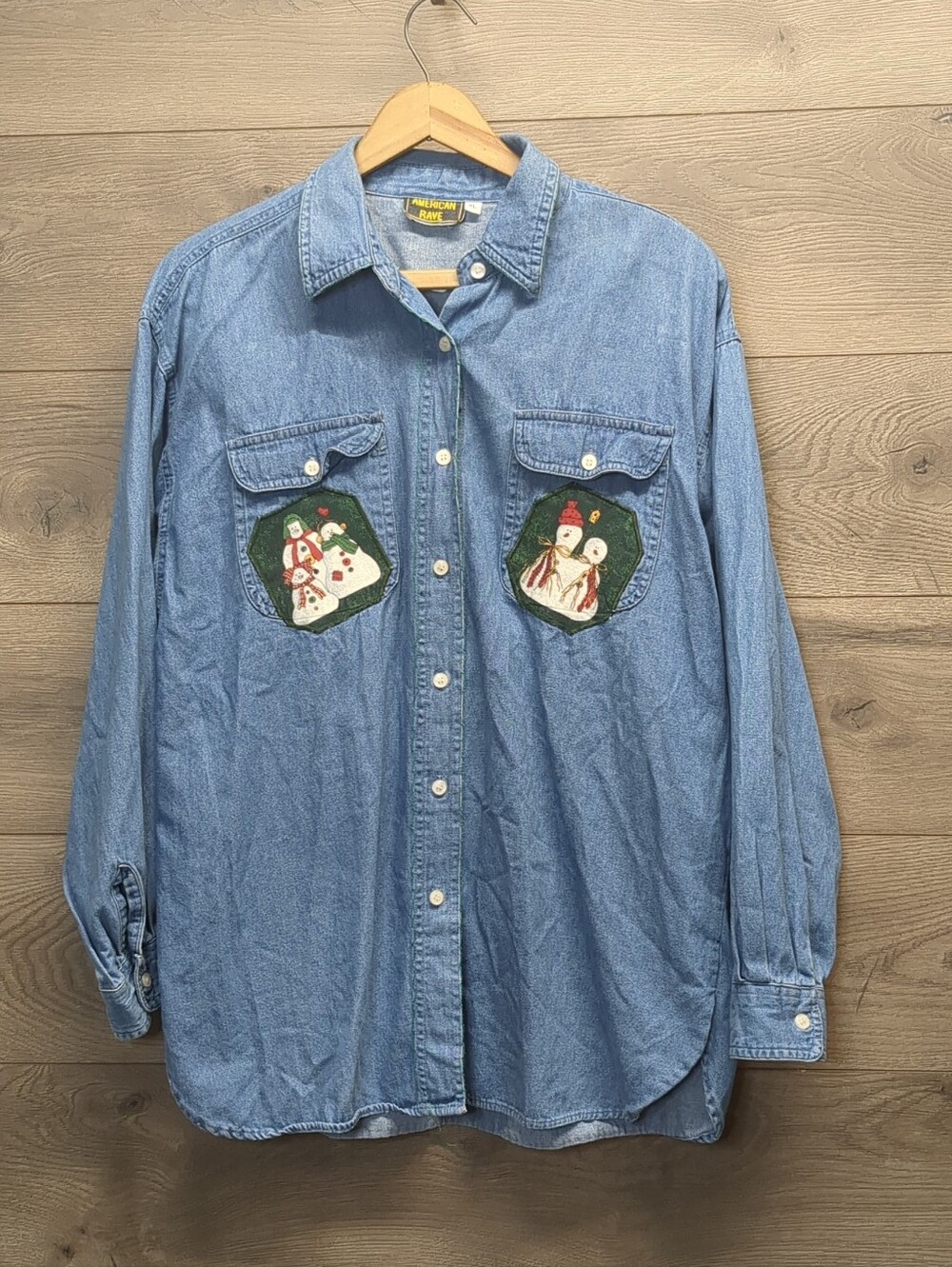 American Rave Holiday Theme Cotton Button Up Women's Size XL